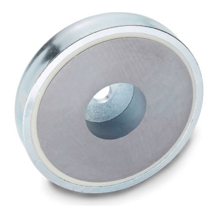 J.W. Winco JW Winco 50.4-HF-100-22-10.5 Retaining Magnet Assembly Disc-Shaped w/Thru Hole - 3.94" Dia., Steel 50.4-HF-100